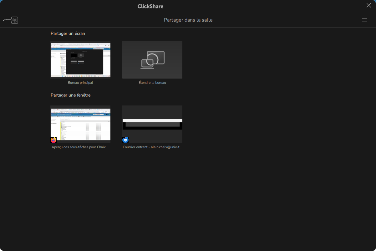 Clickshare : modes de partage d'écran