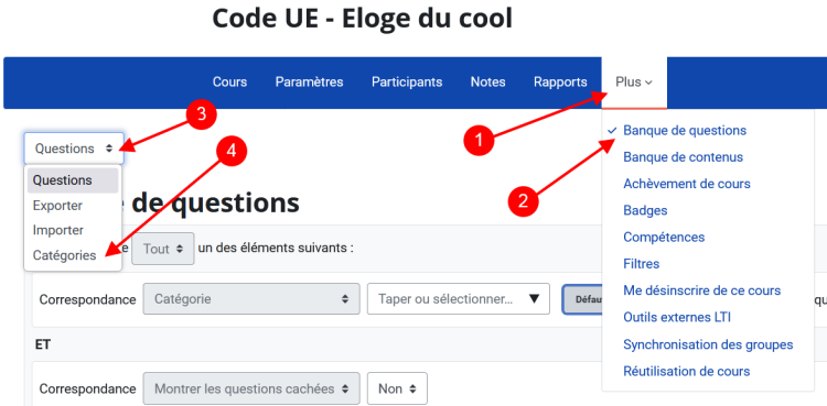 Vuer sur les manipulations pour accéder à la gestion des catégories.