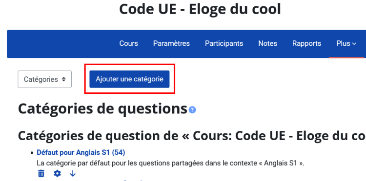 Le buton « Ajouter une catégorie », dans l'interface de gestion des catégories.